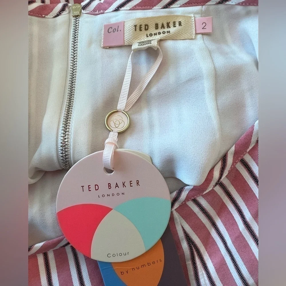 Ted Baker Corn Layered Striped Ruffle Hem Midi Pencil Skirt NWT